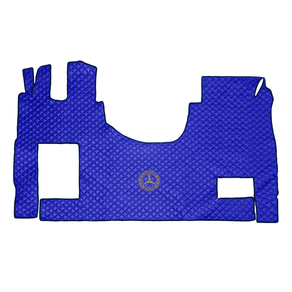 Ковры MERCEDES Actros 2020г ровный пол (экокожа, синий, синий кант, желтая вышивка)