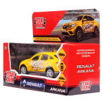 Модель ин. мет. "Renault Arkana спорт" 12см, двери, багаж, желтый, коробка ARKANA-12SRT-YE (Технопарк)
