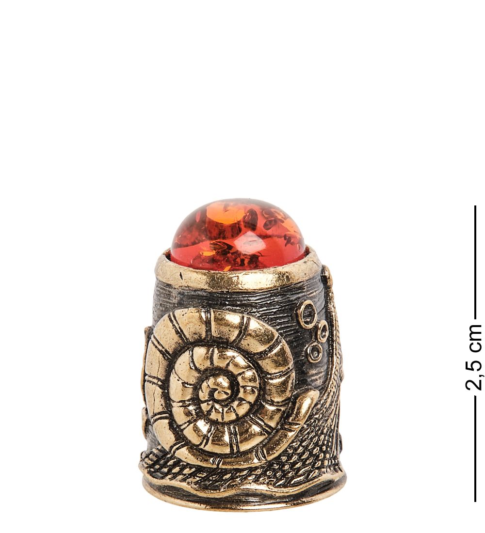 AM-1441 Наперсток «Улитка» (латунь, янтарь)