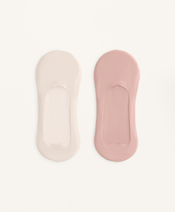 OYSHO Две пары носков-следков из смесовой микрофибры со средним вырезом, жемчужно-серый