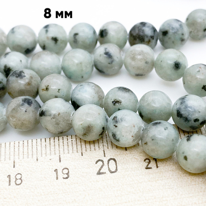 Пегматит амазонитовый бусины, диаметр 8,3-8,4 мм, цена за 22-23 шт (1/2 нити)