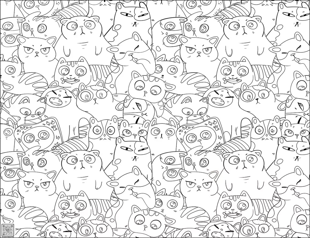 Цифровое панно ID Wall Раскраска "Абстракция с котиками"