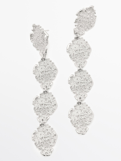 Massimo Dutti Длинные кружевные серьги, серебряный