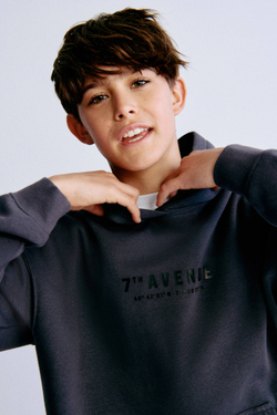 H&M Комплект из толстовки с капюшоном и шорт с принтом, темно-серый