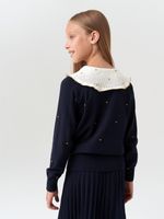 Джемпер для девочки с длинным рукавом AT977-1 синий-золотистый