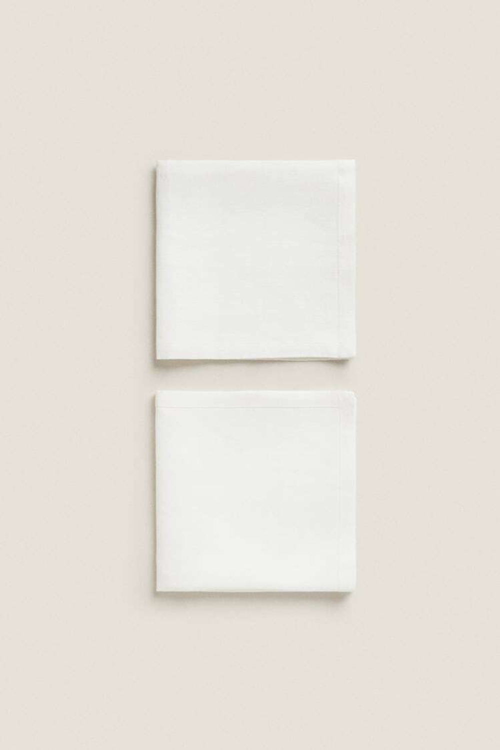 ZARA HOME БАЗОВАЯ ЛЬНЯНАЯ САЛФЕТКА (УПАКОВКА ИЗ 2 ШТУК), БЕЛЫЙ