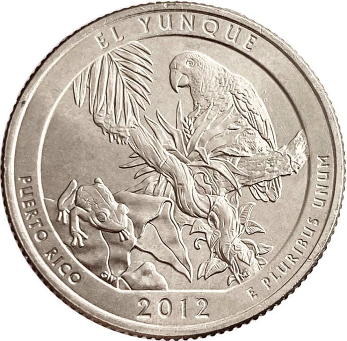 25 центов (1/4 доллара, квотер) 2012 США «Национальный лес Эль-Юнке» (P) (11-й парк)