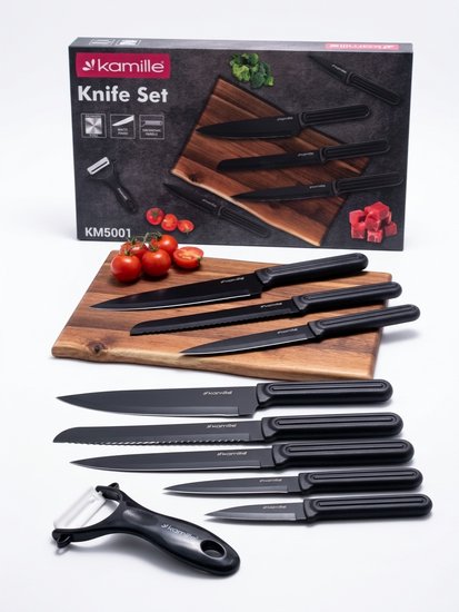 Набор кухонных ножей 6 предметов с овощечисткой Kamille КМ 5001 в подарочной коробке
