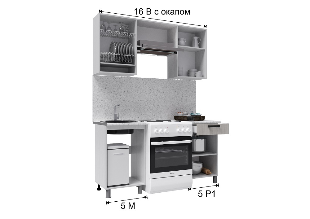 Кухня Бомбей, 1,6 м., с окапом
