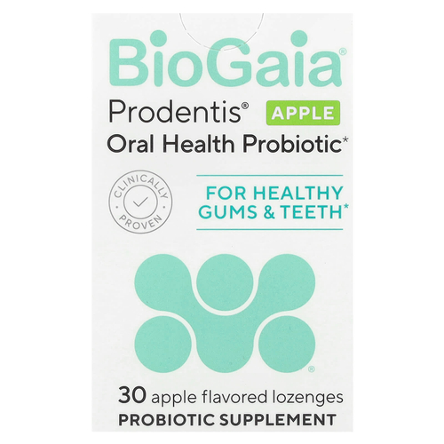 BioGaia, Prodentis®, пробиотик для здоровья полости рта, яблоко, 30 пастилок