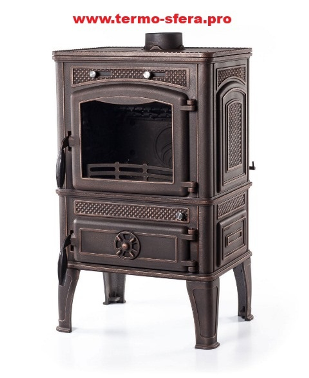 Чугунная отопительная печь-камин Fireway Dacha патина