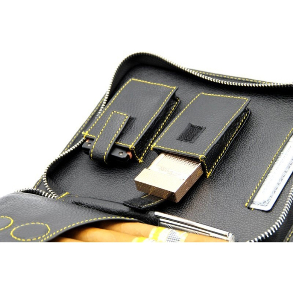 Сигарная сумка Аdorini "Cigar Bag Real Leather Yellow Yarn"натуральная кожа,желтая строчка,11393