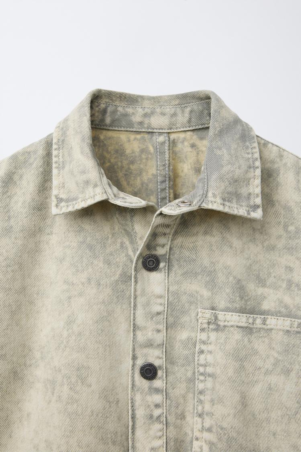 ZARA РУБАШКА С ЭФФЕКТОМ ПОТЕРТОСТИ, СЕРЫЙ