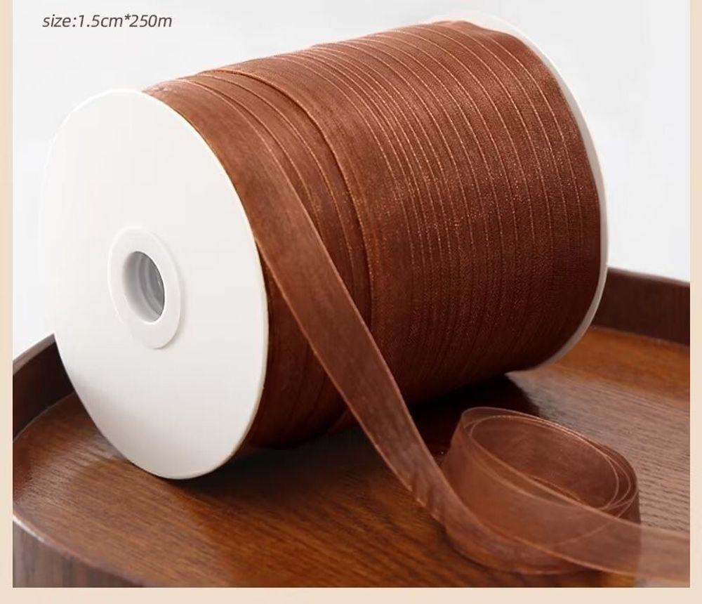 Лента Органза, (1,5см*250м), Коричневый