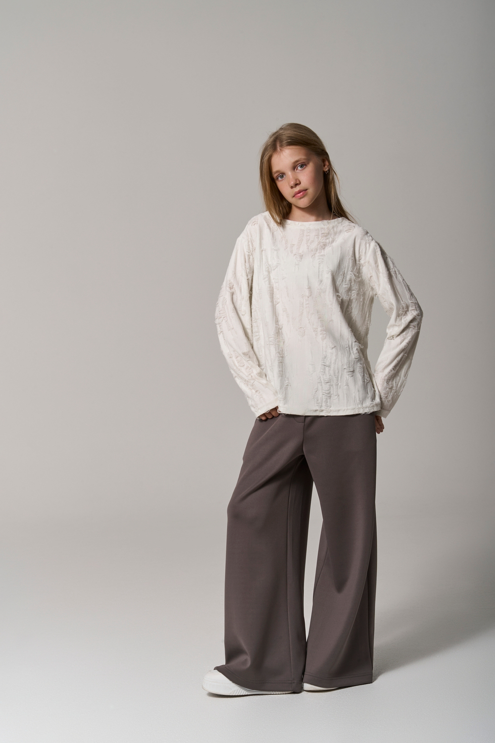 Брюки трикотажные wide leg коричневые