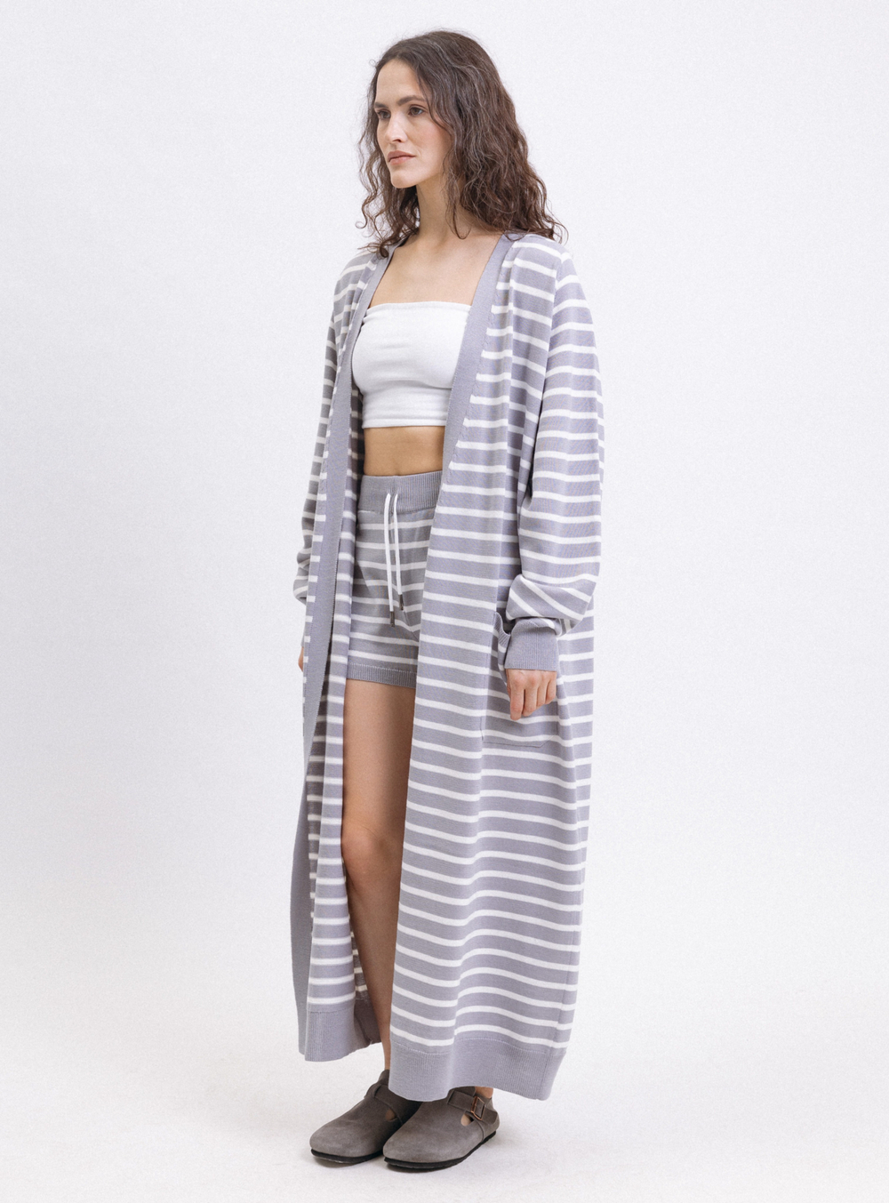 Кардиган удлиненный в полоску