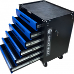 Инструментальная тележка GWT-B6S (6 ящиков, ЦЗ, увеличенные колеса с тормозом, доводчики, синяя)