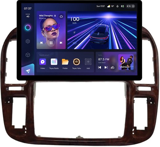 Магнитола для Toyota Land Cruiser 100, Lexus LX470 1998-2002 (кондиционер или климат внизу, рамка дерево) - Teyes CC3-2K монитор 13", QLED+2K, Android 10, ТОП процессор, 4G SIM-слот, CarPlay