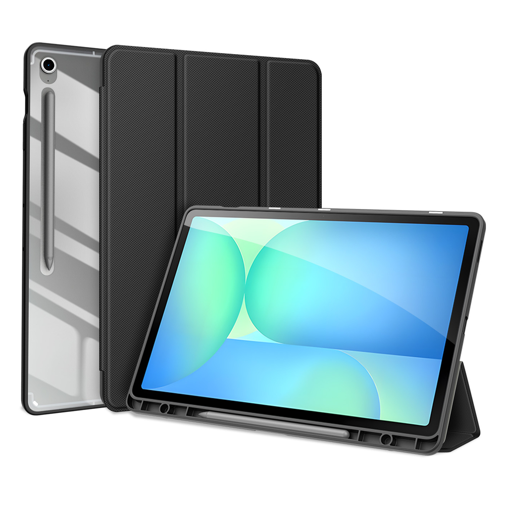 Чехол книжка черного цвета от Dux Ducis для Samsung Galaxy Tab S10 FE Plus, серия Toby Series Case, с функцией пробуждения и сна