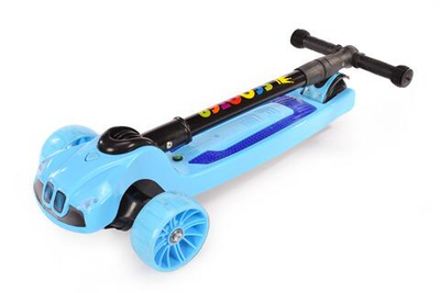 Самокат 3-х колесный, свет, звук, 03Б (голубой)