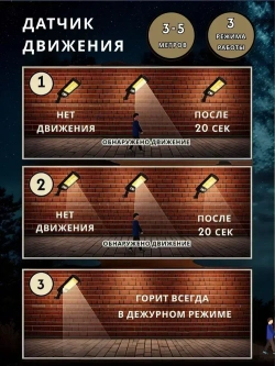 Фонарь уличный на солнечной батарее с датчиком движения