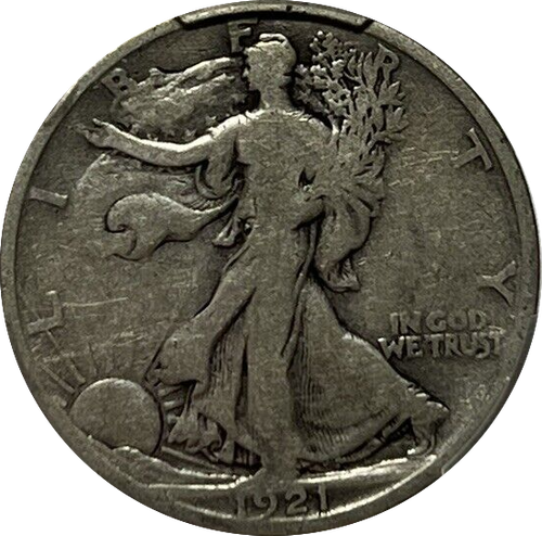 50 центов США Шагающая свобода  1921 двор D