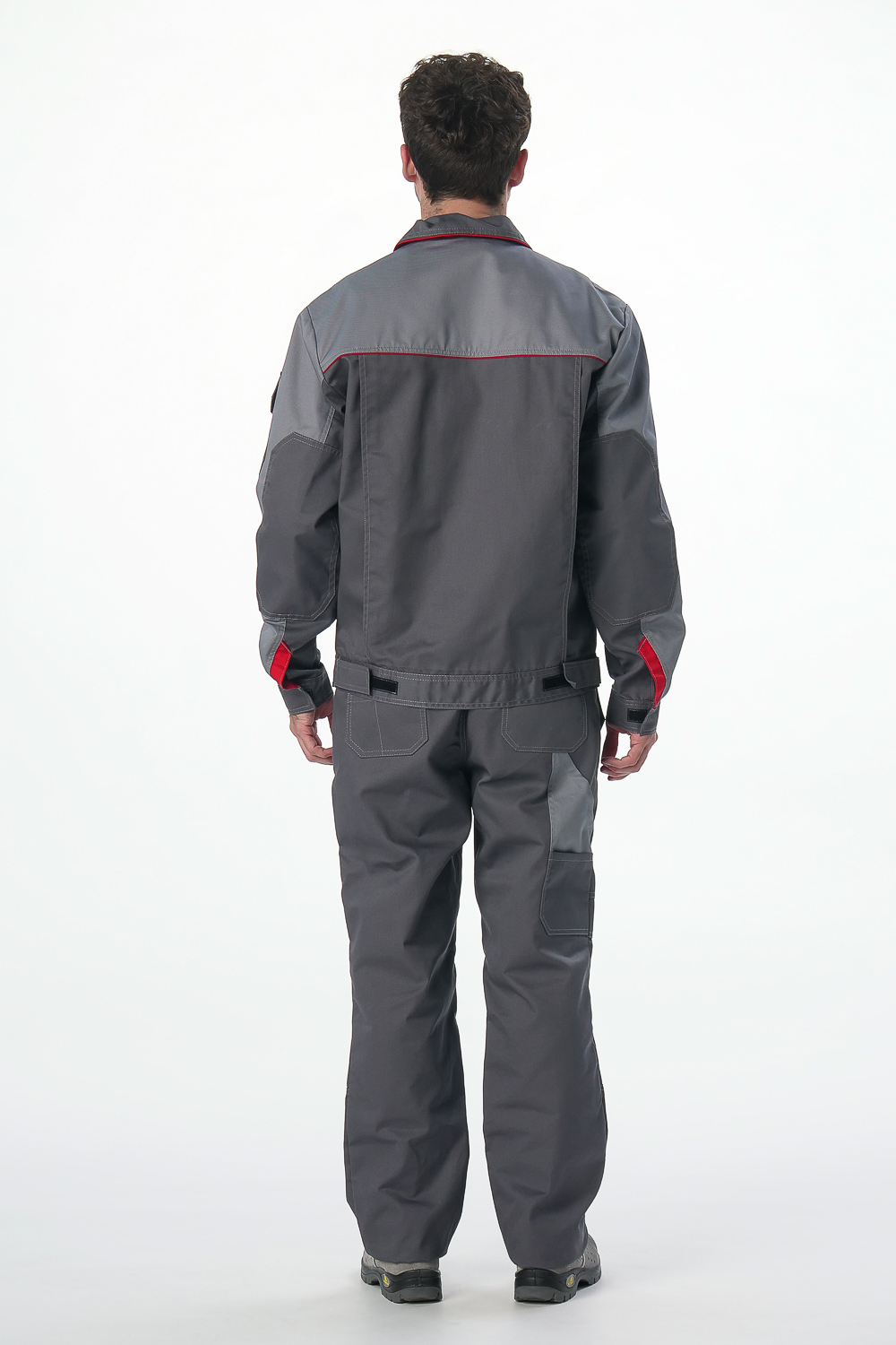 Костюм Драга-2 (тк.Смесовая МВО,240) п/к, т.серый/св.серый/красный