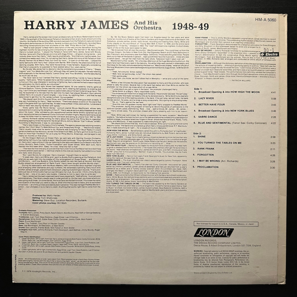 Harry James And His Orchestra - Harry James And His Orchestra 1948-49 (Англия 1979г.)