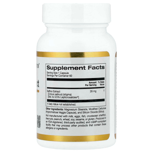 California Gold Nutrition, экстракт шафрана с Affron®, 28 мг, 60 растительных капсул
