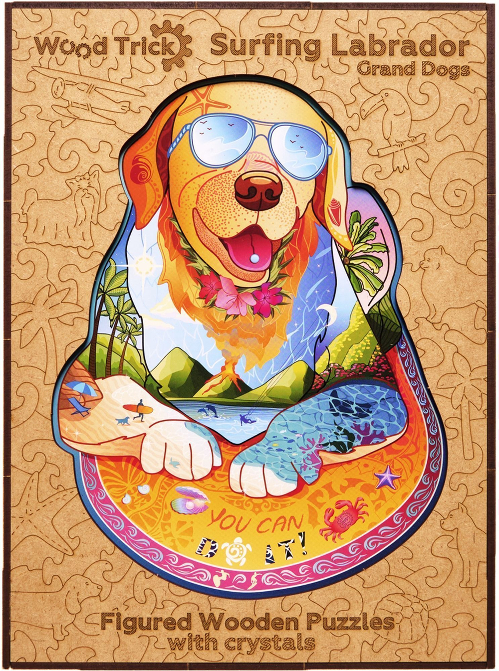 Деревянный пазл Wood Trick Лабрадор-Серфингист (46x35 см)