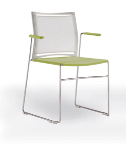 Web стул на полозьях с подлокотниками и спинкой-сеткой