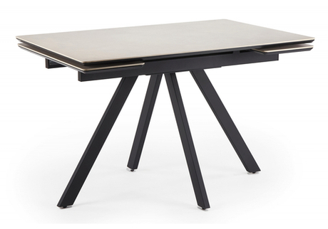 Керамический стол Woodville Вилли 120(180)х80 сarmen light grey, черный, ножки черные