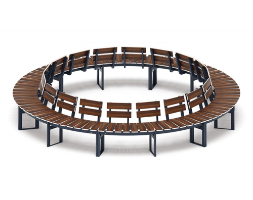 Скамья Модульная радиальная (темный дуб) МФ 42.01.27 (под анкера)