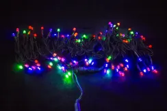 Светодиодная нить с мерцающим диодом 10 м., 220V, 100 разноцветных LED ламп, IP65, черный каучук, соединяемая, Winner Light (m.01.7B.100+)