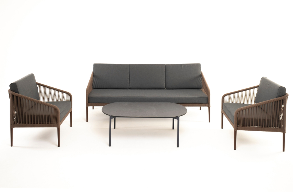 "Канны" лаунж-зона 5-местная плетеная из роупа (веревки), роуп коричневый