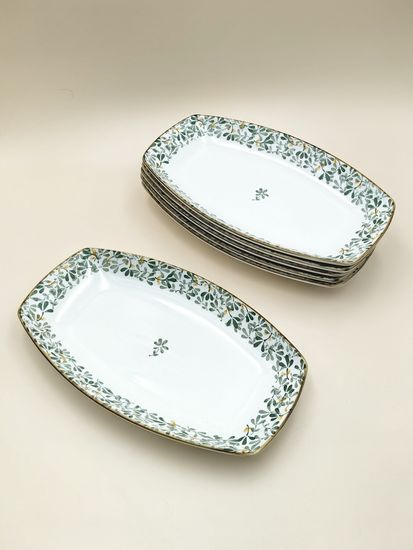 Блюдо овальное 30 см. "Япония" зеленый декор