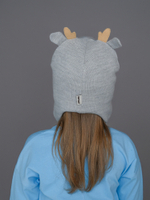 Шапка зимняя вязаная (Жемчужно-пепельный) Олененок