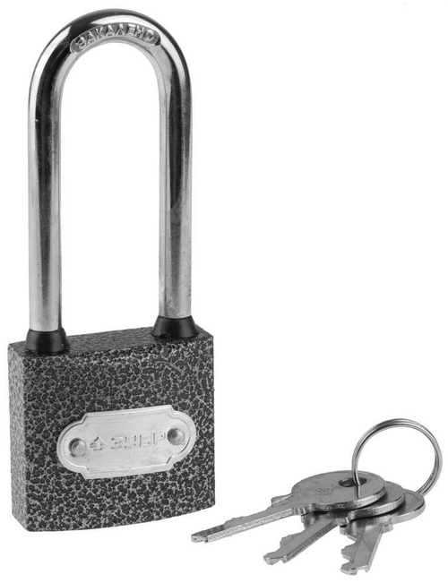 Замок ЗУБР ″Мастер″ навесной, металлический корпус, удлиненная закаленная дужка, 38мм