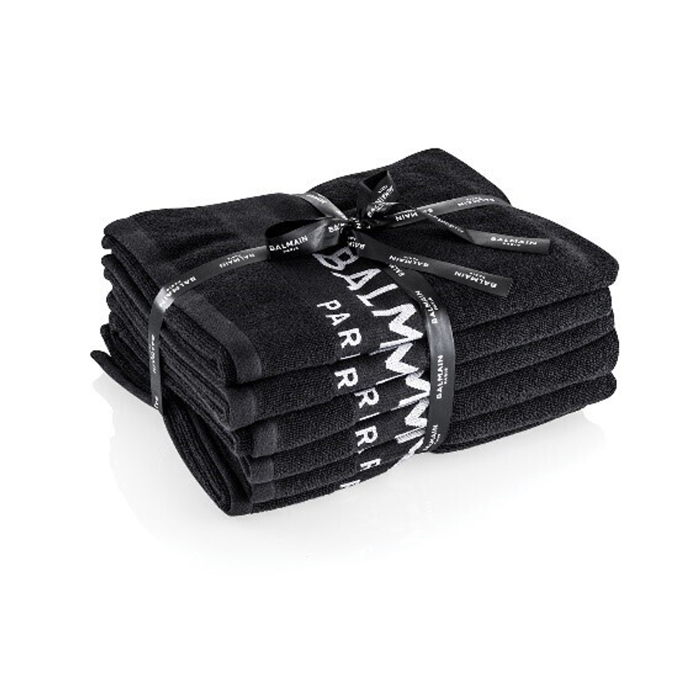Balmain Hair Couture Черное махровое полотенце комплект 6 шт Black Bleach Proof Salon Towel 6pcs