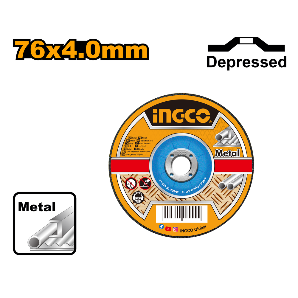 Круг шлифовальный по металлу INGCO MCD30276 76х4,0х10 мм Metal
