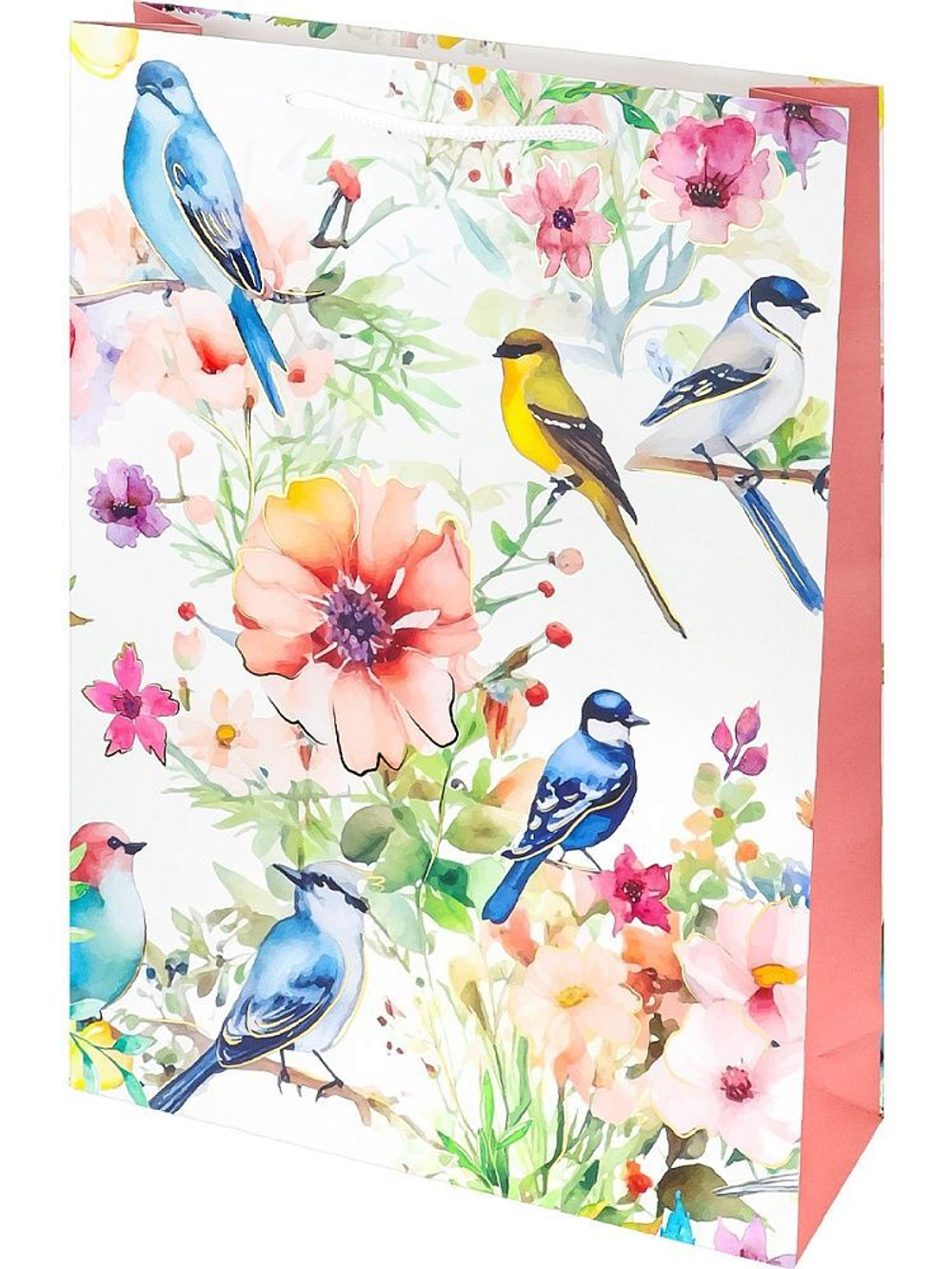 Пакет подар. бумажн. 32*44*10 см, 190гр/м2 Колибри в цветах
