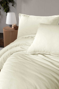 Постельное белье 2 спальное евро Arya home Natural Stone Washed кремовое