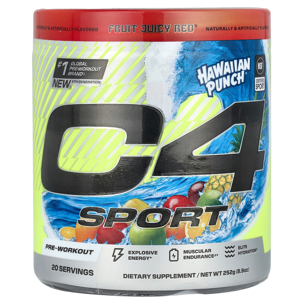 C4 / Cellucor, C4® Sport, предтренировочный комплекс, Hawaiian Punch® Fruit Juicy Red®, 252 г (8,9 унции)
