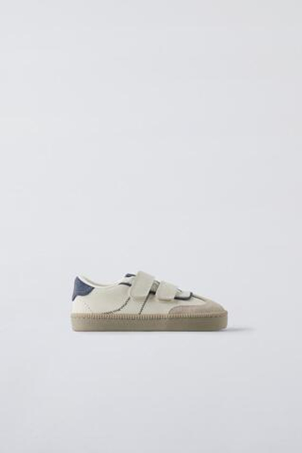 ZARA КРОССОВКИ ИЗ КОЖИ С РЕМЕШКАМИ, СИНИЙ