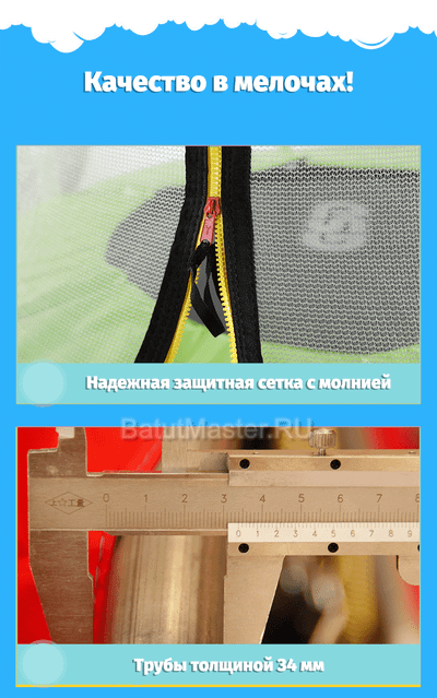 Батут с сеткой, диаметр 5 фт, синий