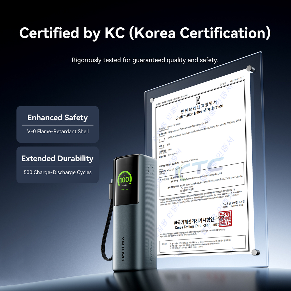 27000mAh Power Bank (USB-C + USB-C/USB-C/USB-A) 200W Gray TFT Display Type