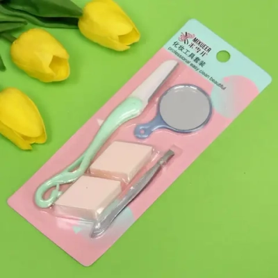 Набор для контурирования лица и ухода за бровями «Beauty Master», цвет микс, (зеркало, спонж 2 шт, пинцет, корректор д/бровей), 20*7,9см