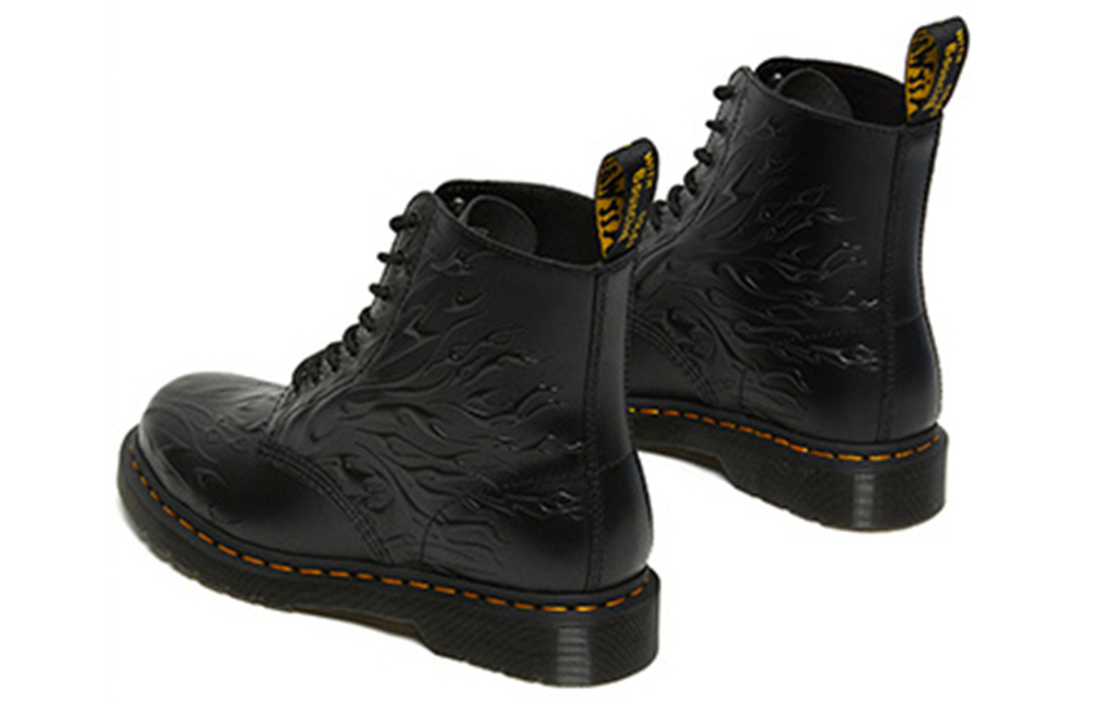 Dr.Martens/Dr. Martin 1460 Flames flame embossed lace-up 8-hole Martin boots for men and women in the same style black