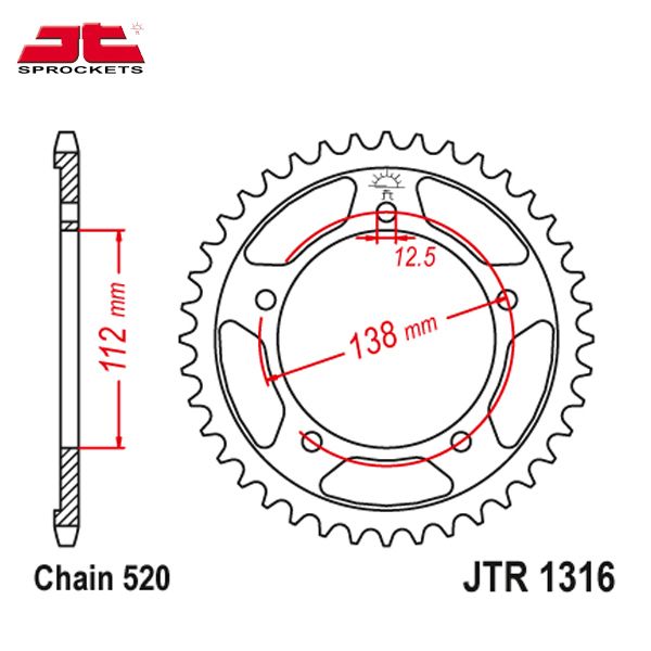 JT JTR1316.39 звезда задняя (ведомая), 39 зубьев