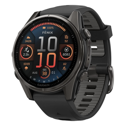 Умные часы Garmin Fenix 8 Sapphire Lens 43mm, Carbon Gray DLC Titanium With Silicone Band